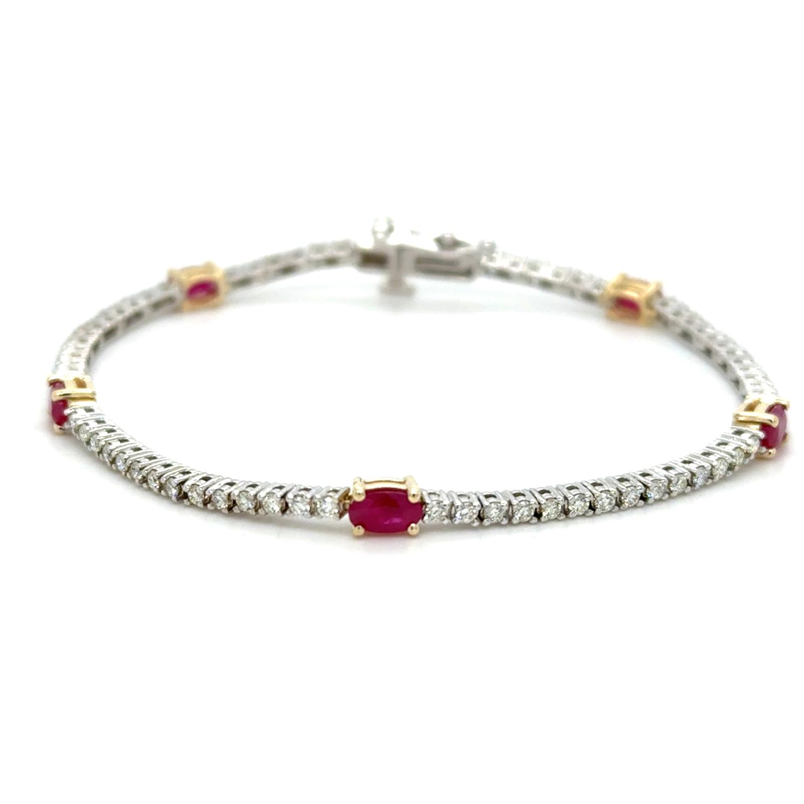 View 14 Kt Ruby and Diamond Bracelet