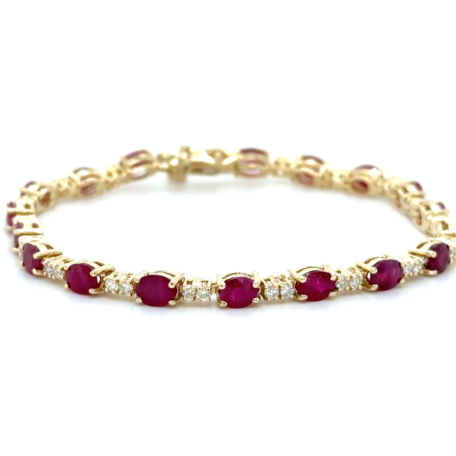 View 14 Kt Ruby and Diamond Bracelet