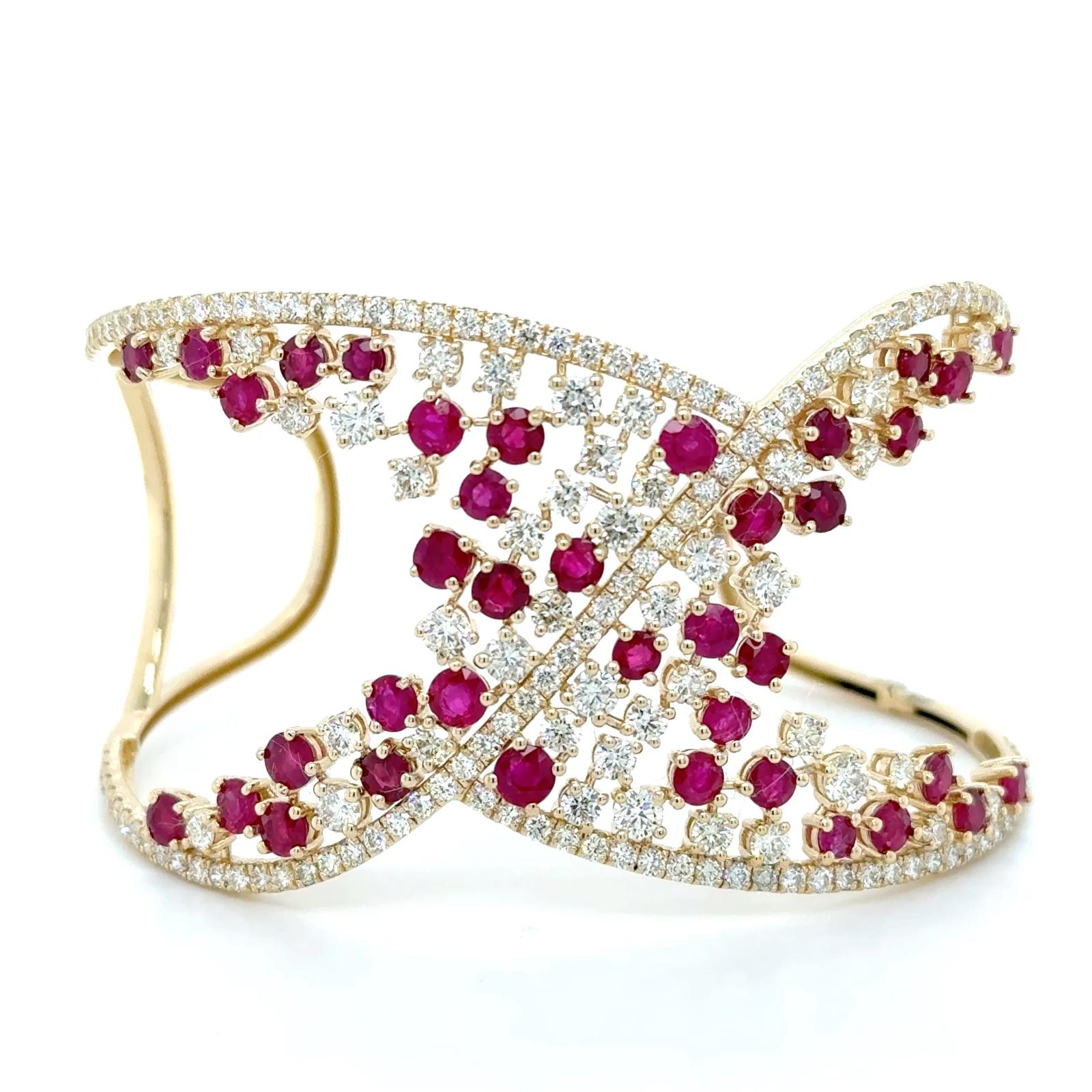 View 14 Kt Ruby and Diamond Bracelet