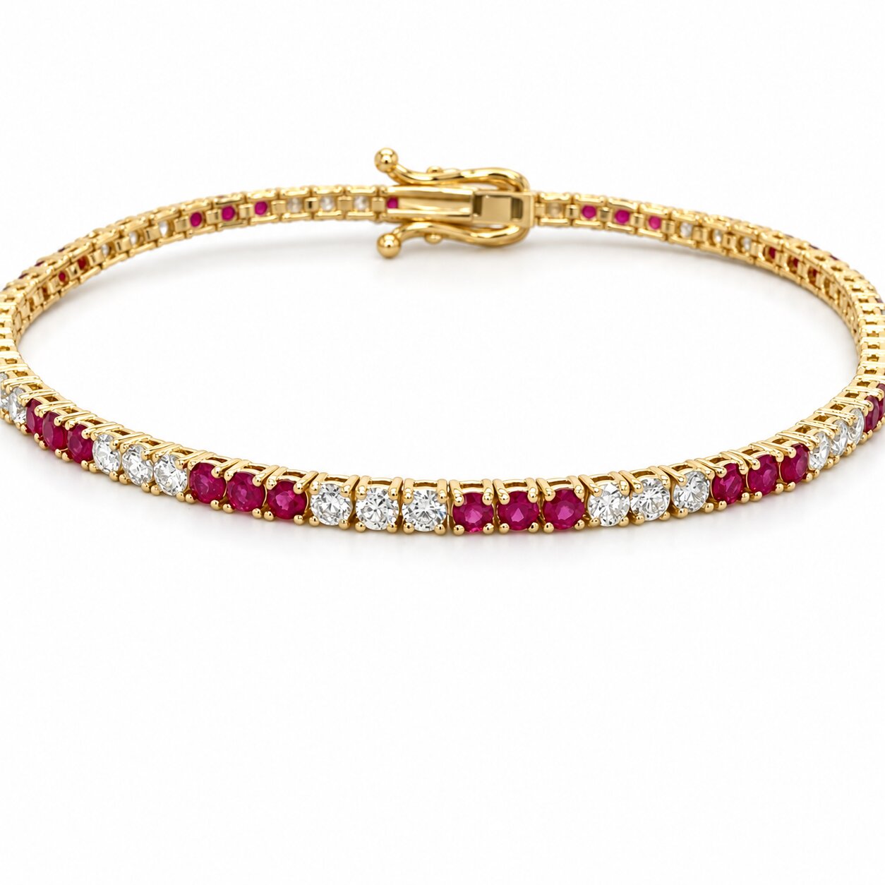 View 14 Kt Ruby and Diamond Bracelet