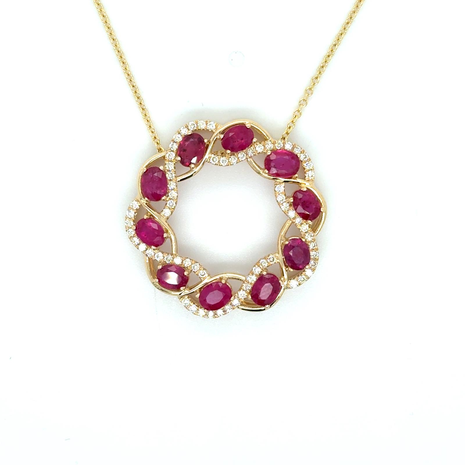 View 14 Kt  Ruby and Diamond Pendant